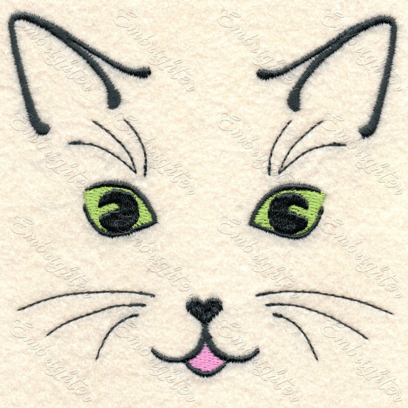 charming cat face embroidery design