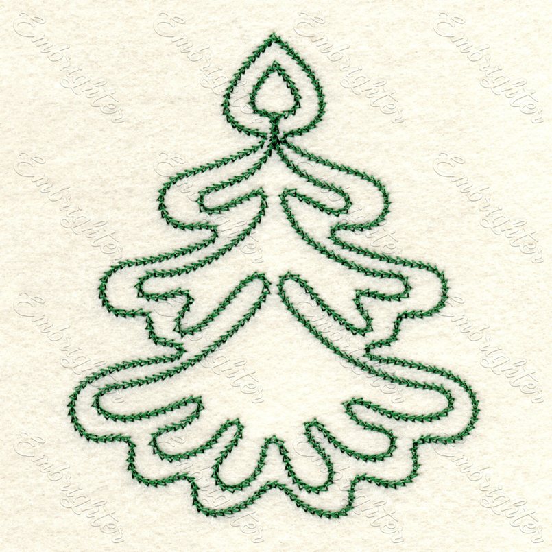 Elegantly simple chain stitch christmas tree machine embroidery design.