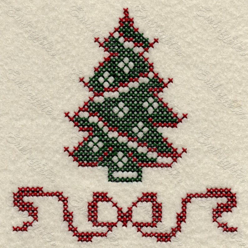 Machine embroidery design. Lovely cross stitch christmas tree pattern for christmas time.