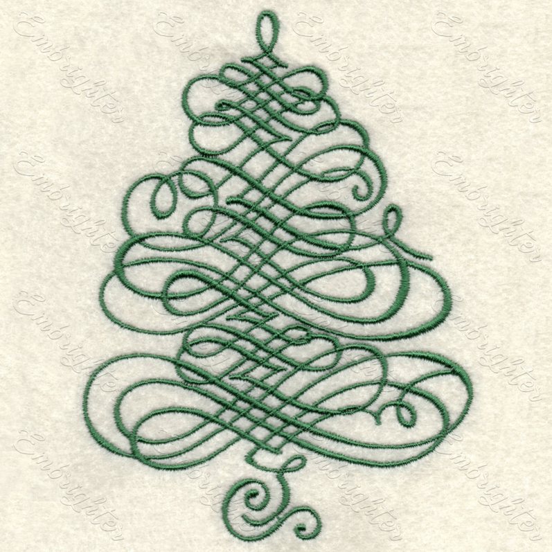Machine embroidery design. Special curly christmas tree pattern for christmas time.