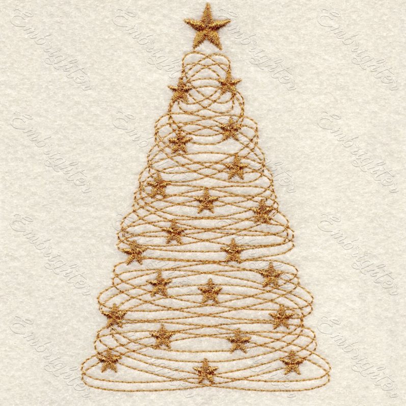 Machine embroidery design. Special Christmas tree gold 01 pattern for christmas time. 