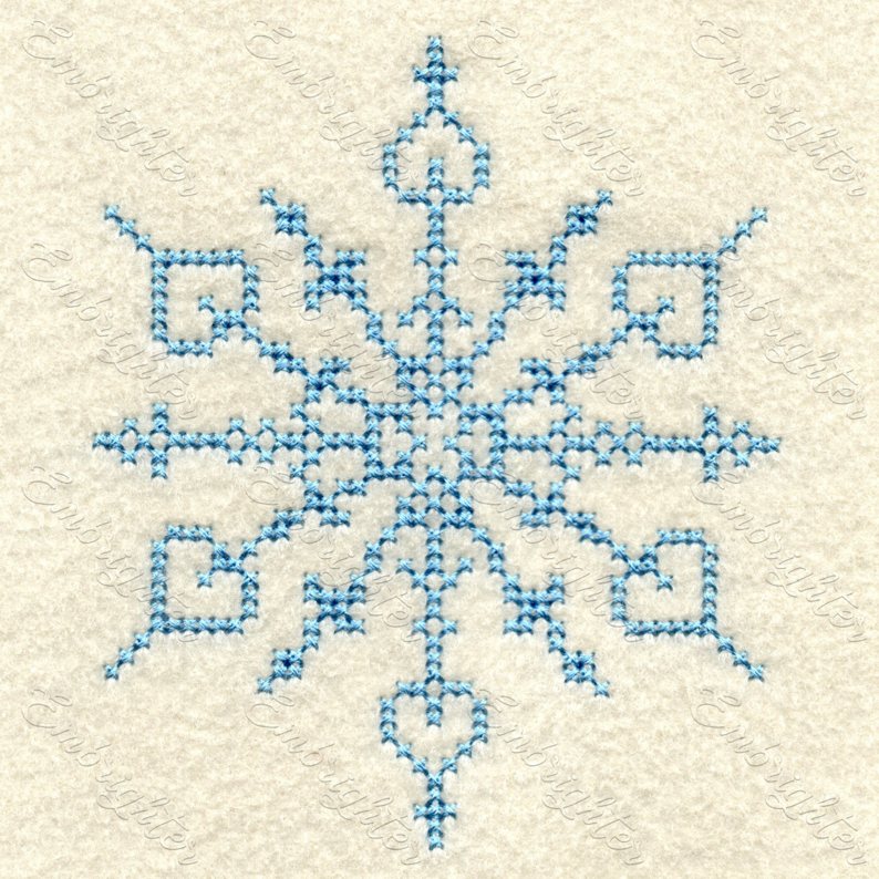 Classic snowflake embroidery design.