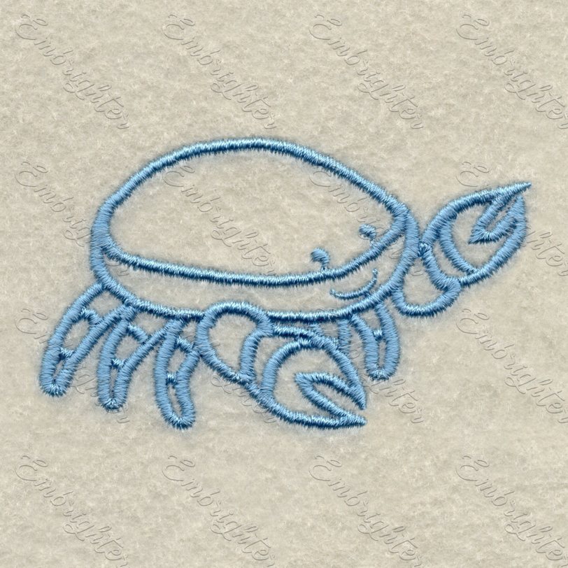 Machine embroidery design. Cute baby sea crab, monochromatic for the little ones.