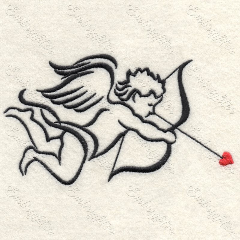 Machine embroidery design in two sizes. Lovely Cupid with the love arrow pattern. Love is love.