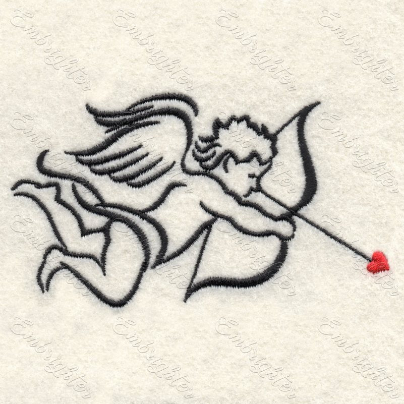 Machine embroidery design in two sizes. Lovely Cupid with the love arrow pattern. Love is love.