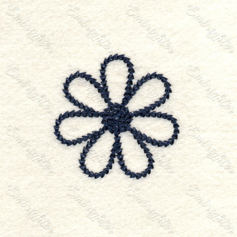 Double chain stitch daisy with 7 petals machine embroidery design