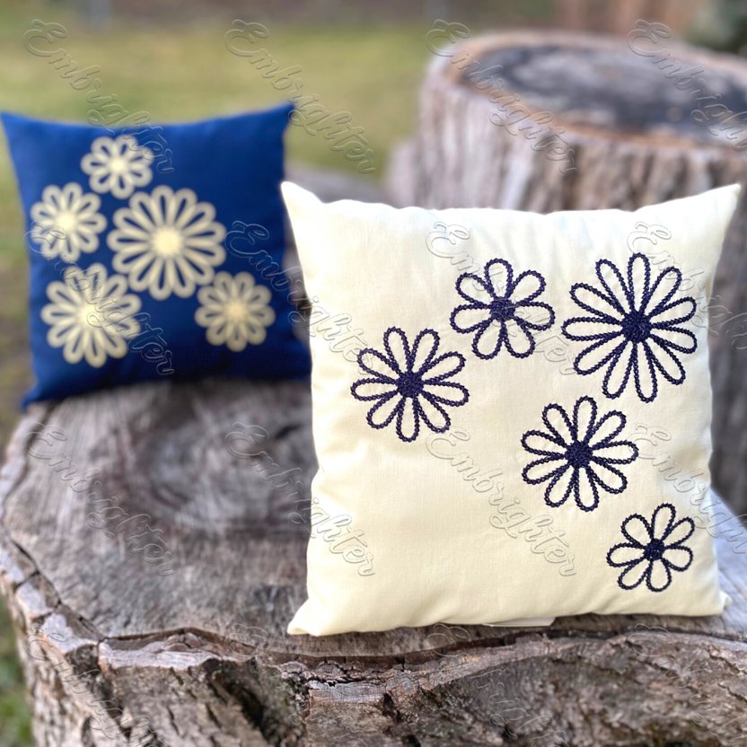 Double chain stitch daisy machine embroidery design set