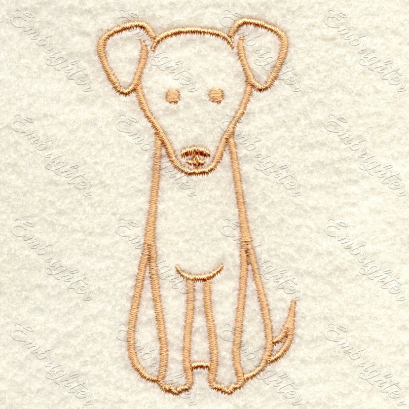 Machine embroidery design. Cute sitting dog.