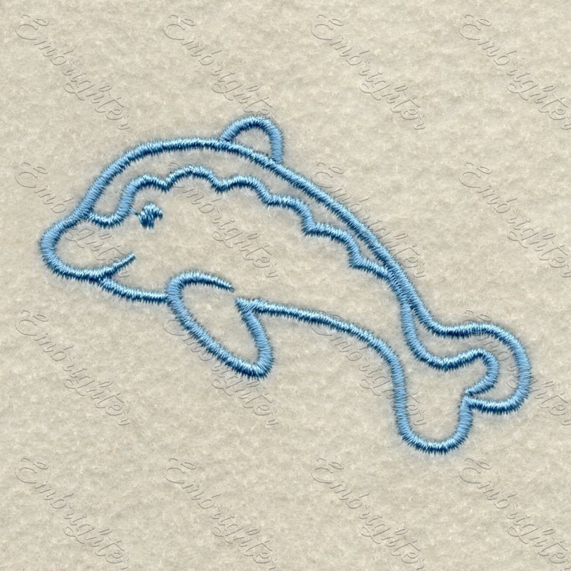 Machine embroidery design. Cute baby sea dolphin, monochromatic for the little ones. 