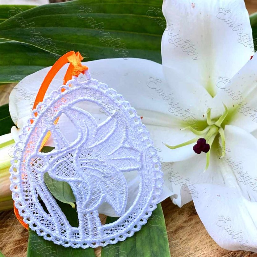 white lily embroidery Easter FSL ornament