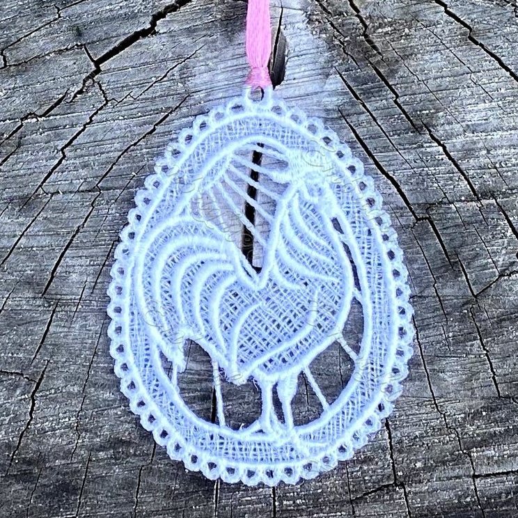 Easter FSL ornament - Rooster embroidery design