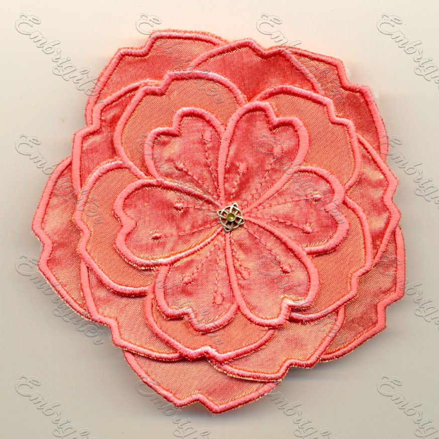 3D layered flower machine embroidery design