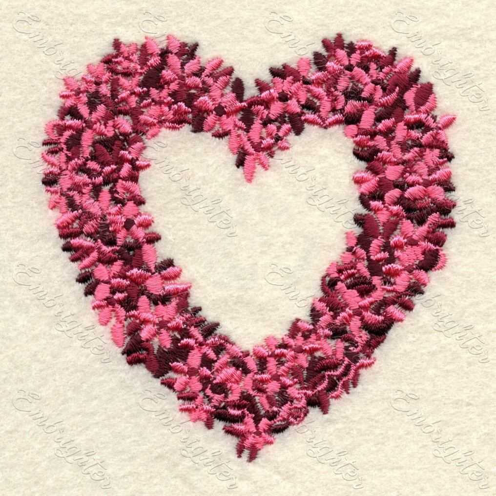 Heart of flowers machine embroidery design
