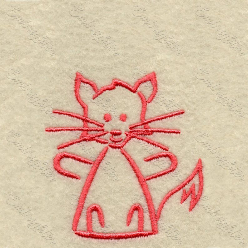 Machine embroidery design. Sweet line drawing fox with wiskers. Not just for kids. 