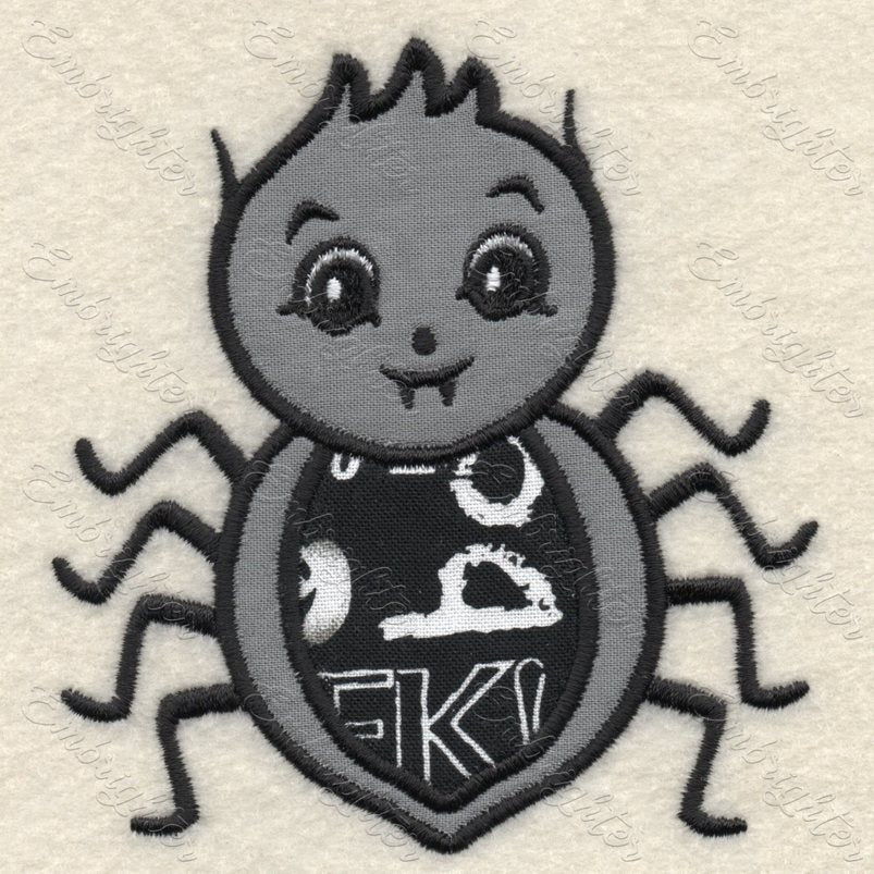 Halloween baby spider machine embroidery design. Cute halloween spider pattern with two applications.