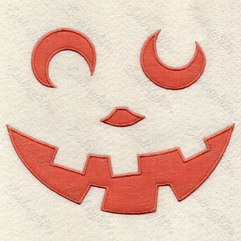 Machine embroidery design. Confused applique pumpkin face. 
