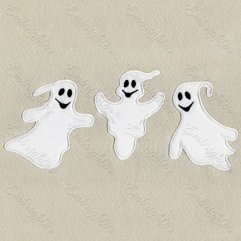 Halloween embroidery design three ghosts