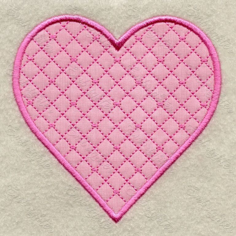 Machine embroidery desingn in two sizes. Lovely applique heart with lattice pattern. Love is love.