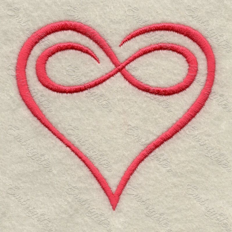 Machine embroidery design in three sizes. Beautiful hearts with the symbol of eternity. Love is love.