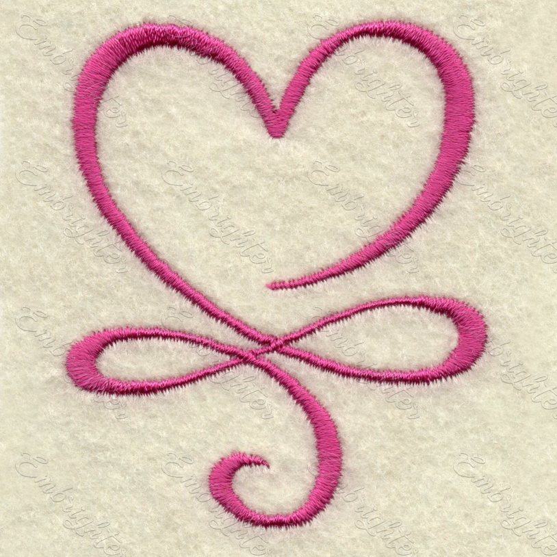 Machine embroidery design. Beautiful heart with the symbol of eternity in large size. Love is love.