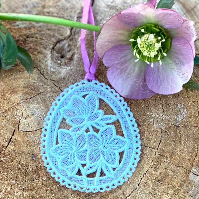 Easter FSL ornament - Helleborus embroidery design