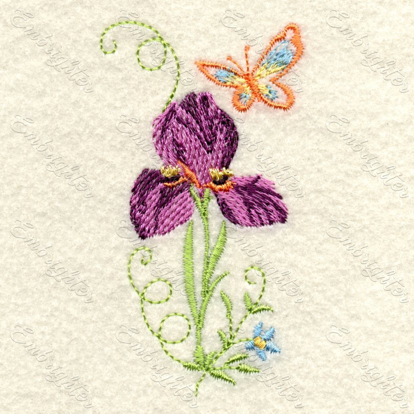  Iris machine embroidery design