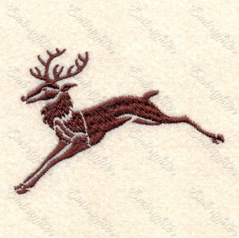 Jumping deer embroidery design