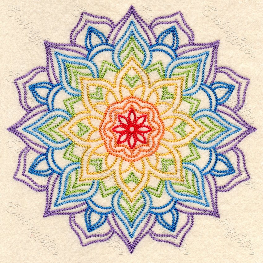 Mandala chain stitch embroidery design available in 3 sizes