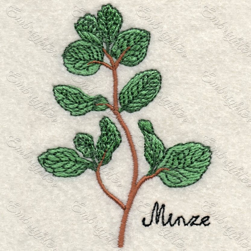 Minze Kräuter embroidery design set in two sizes ( in German )