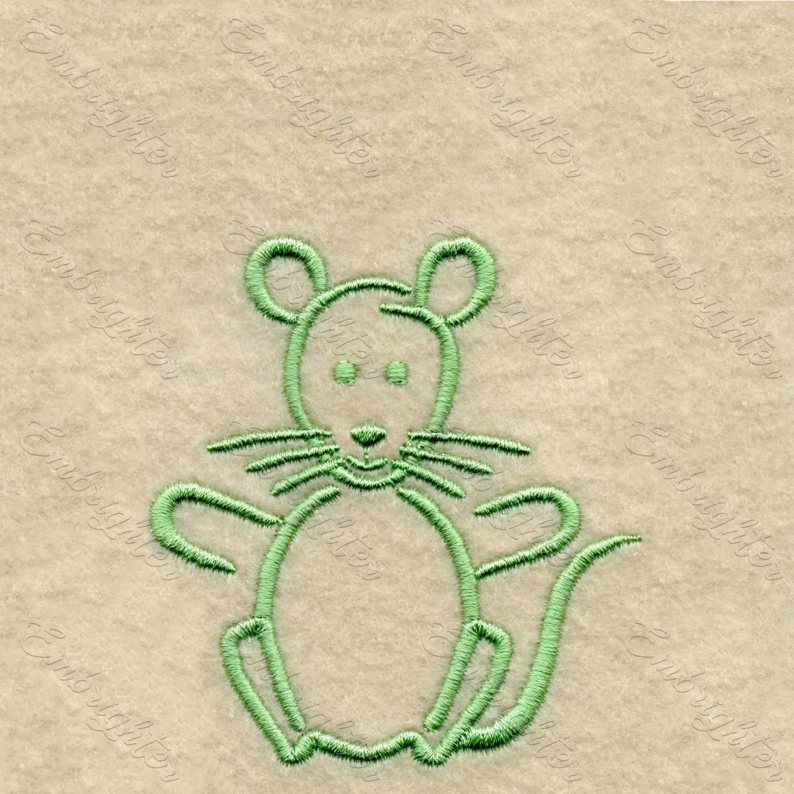 Machine embroidery design. Sweet line drawing mouse with wiskers. Not just for kids. 