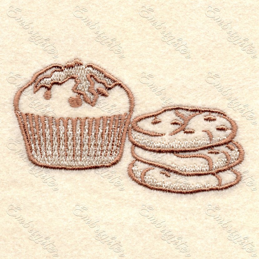 Muffin and cookies embroidery design