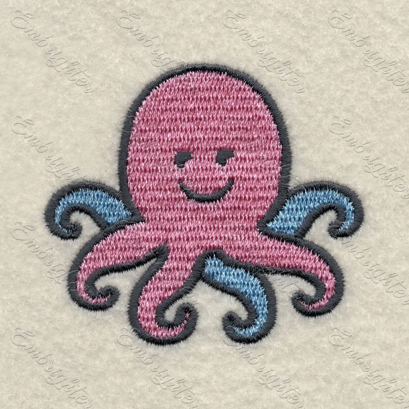 Machine embroidery design. Cute baby sea octopus for the little ones.