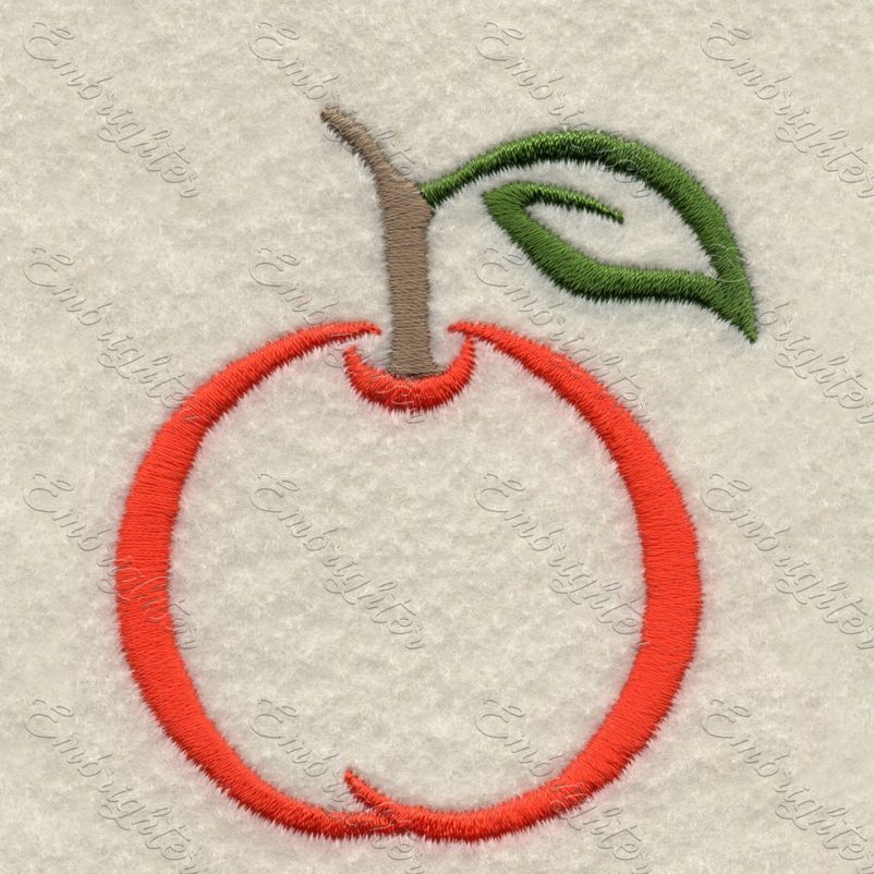 Machine embroidery design. Cute satin stitch fruit, orange in two sizes.