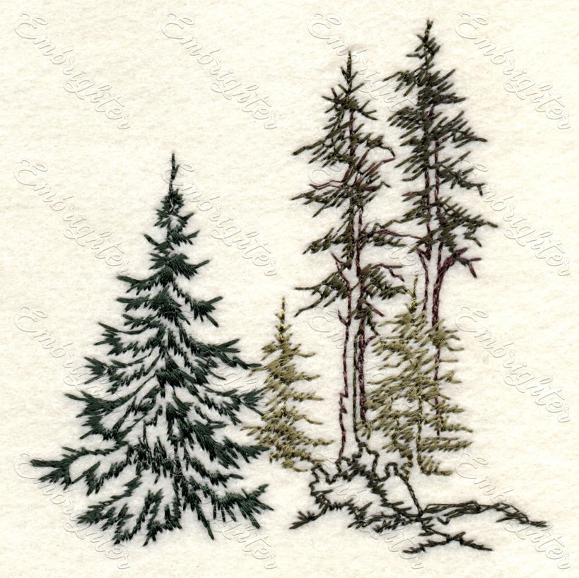 Pine forest machine embroidery design