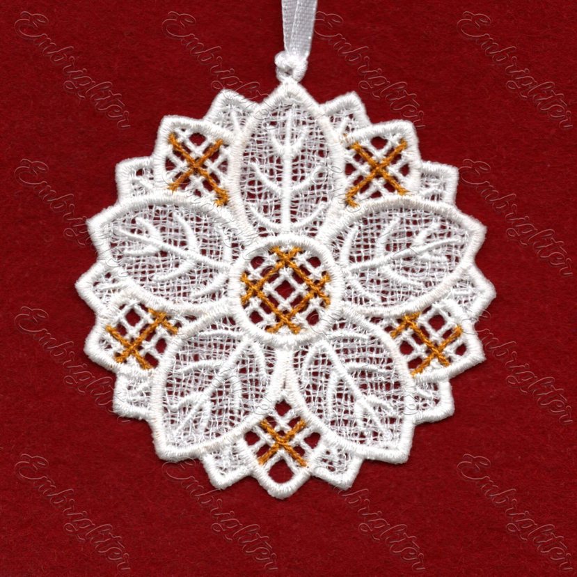 FSL poinsettia christmas ornament embroidery design
