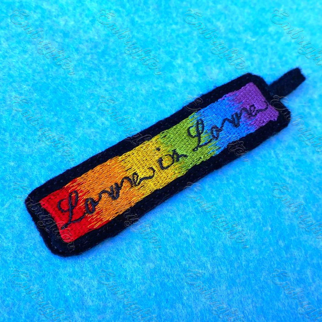 Rainbow „Love is Love” ITH keychain machine embroidery design