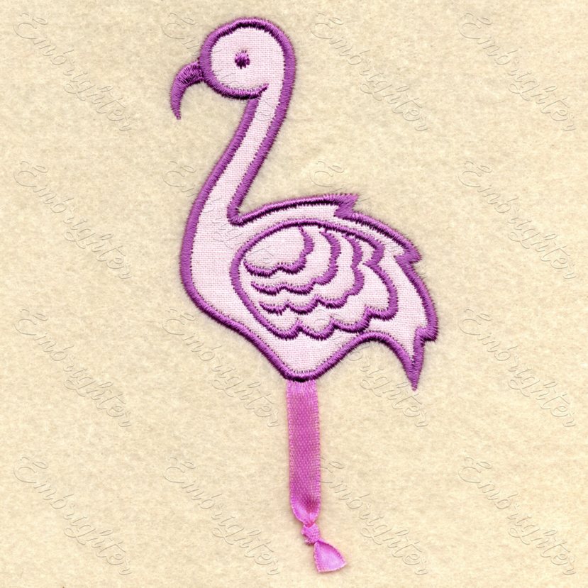 Ribbon-legged flamingo embroidery design