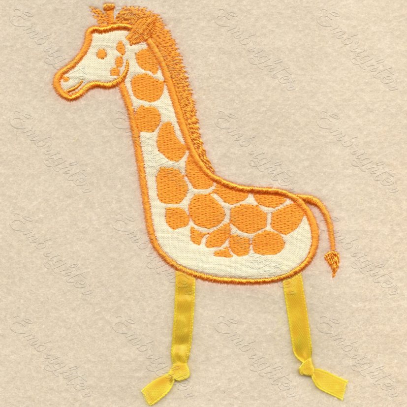 Ribbon-legged giraffe embroidery design
