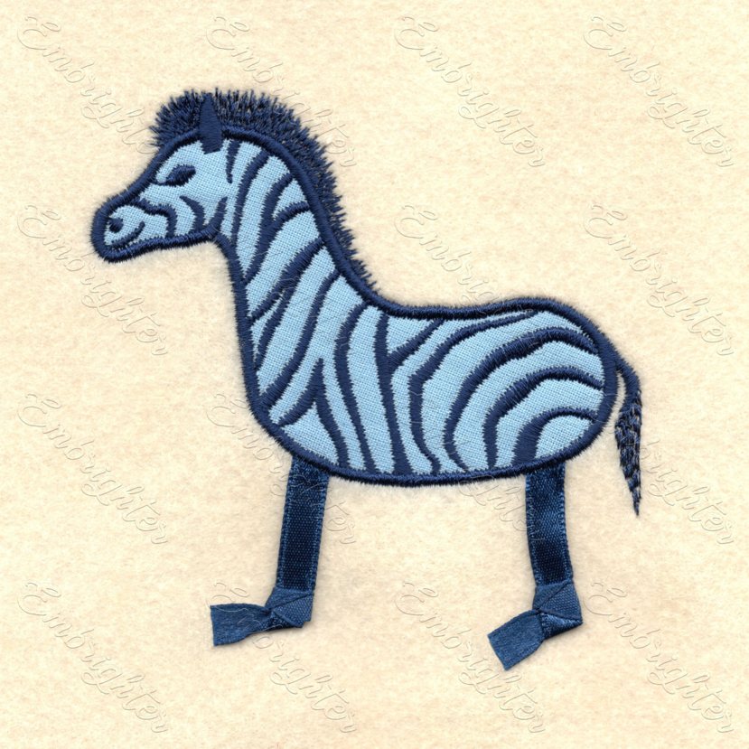 Ribbon-legged zebra embroidery design