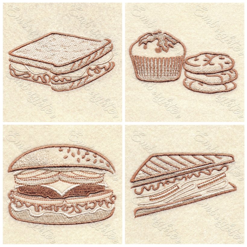 Packed lunch embroidery design set