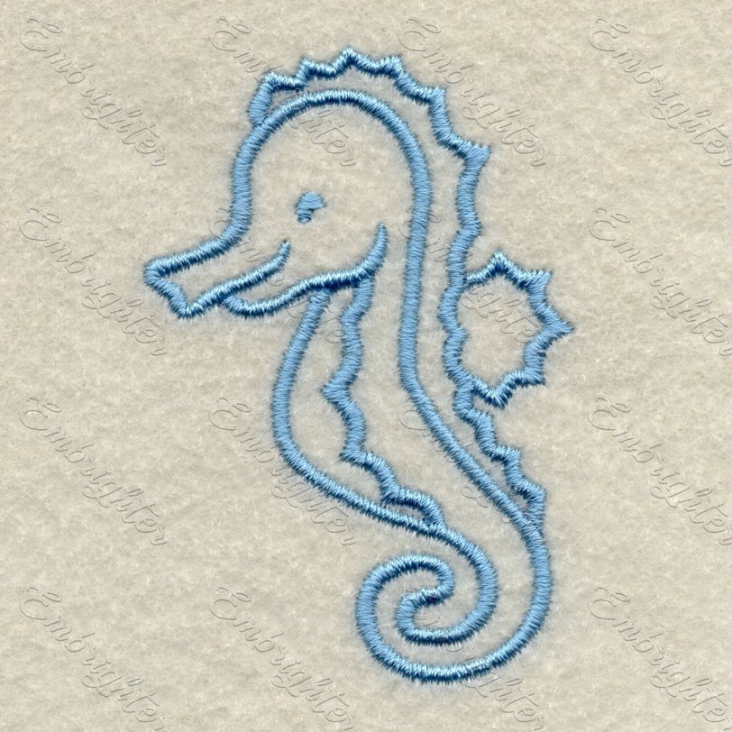 Machine embroidery design. Cute baby sea seahorse, monochromatic for the little ones.