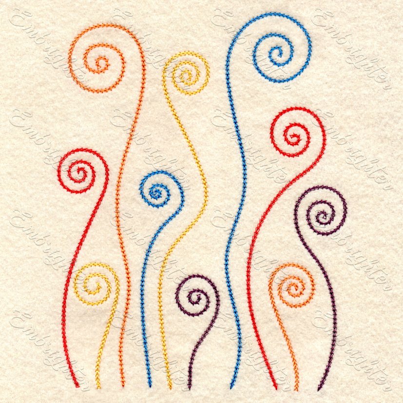 Swirly Girl Reading Sketch Machine Embroidery Design 