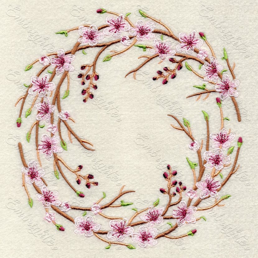 breezy spring wreath embroidery design