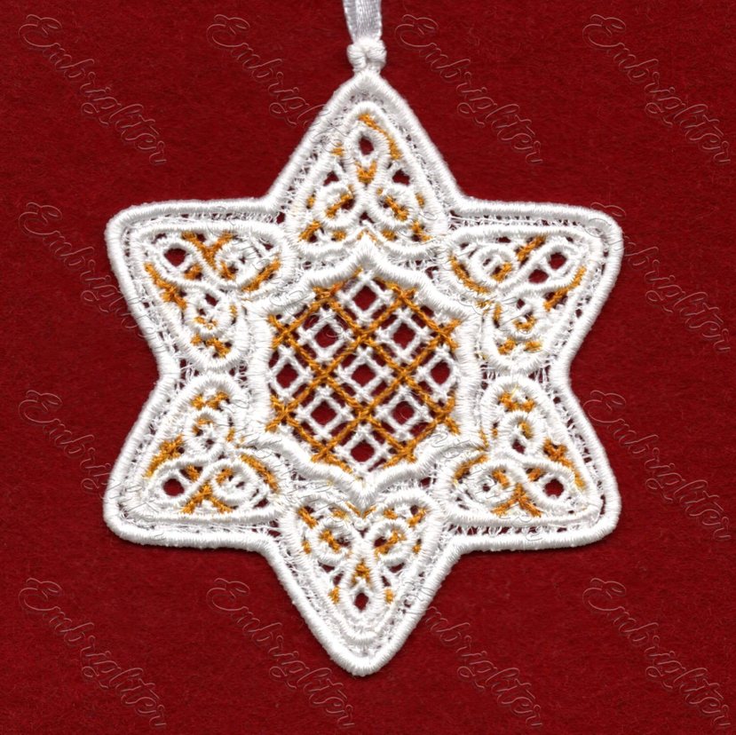FSL star christmas ornament embroidery design