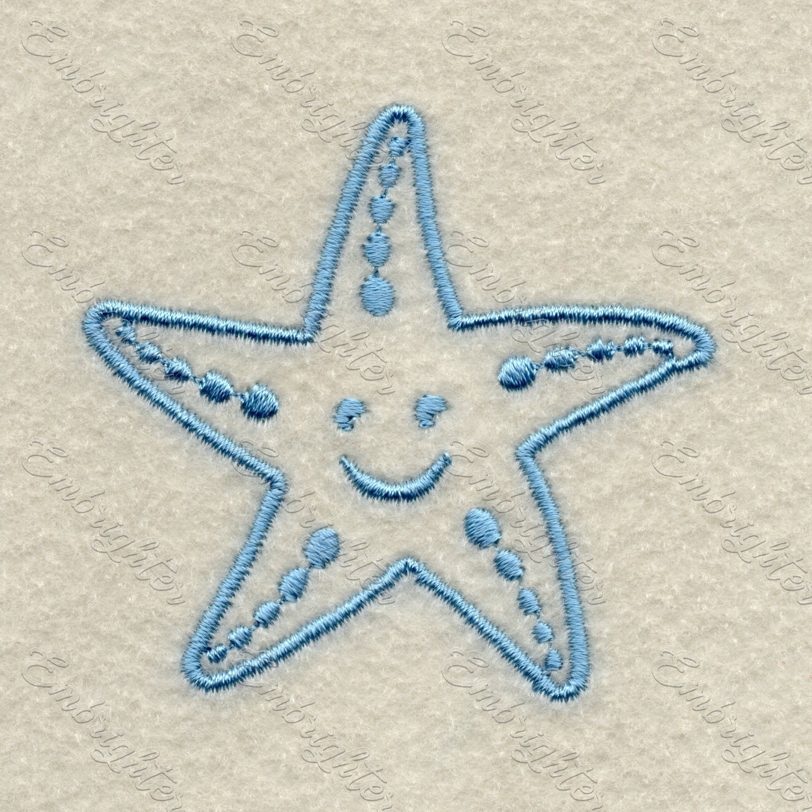 Machine embroidery design. Cute baby sea starfish, monochromatic for the little ones. 