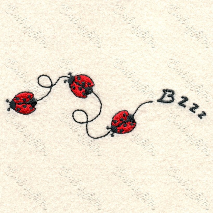 cute flying insects embroidery design