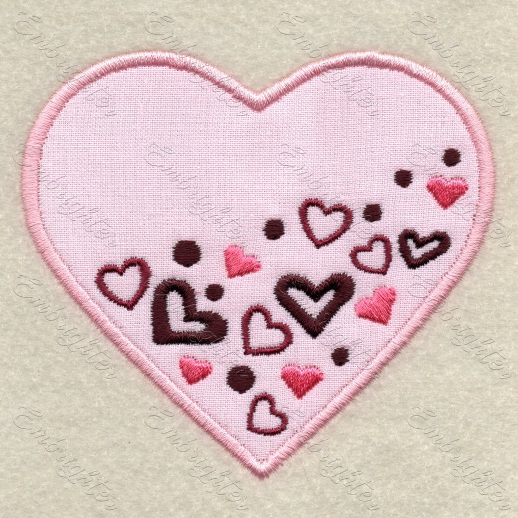 tiny little hearts on a pink applique heart embroidery