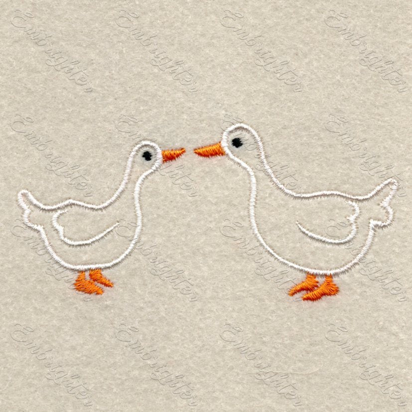 Two geese machine embroidery design set