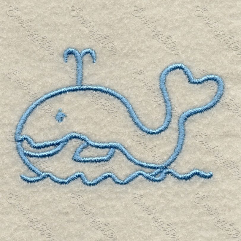 Machine embroidery design. Cute baby sea whale, monochromatic for the little ones.