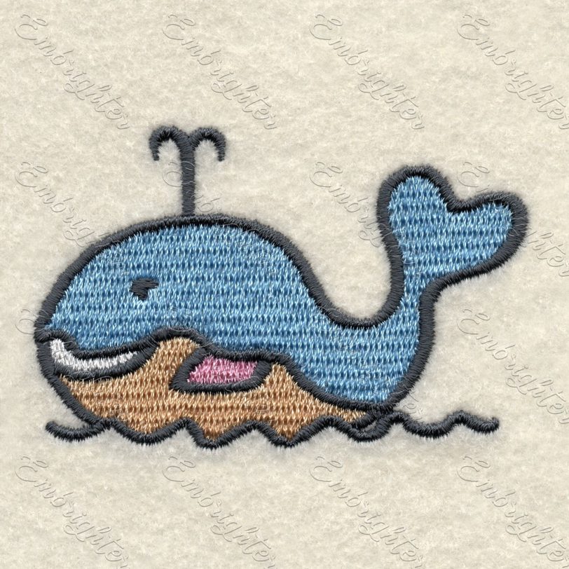 Machine embroidery design. Cute baby sea whale for the little ones.